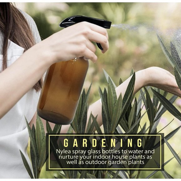 Amber Glass Spray Bottles Multi-Use Empty Refillable Mist Sprayers Home/Work 2PK - Picture 3 of 3